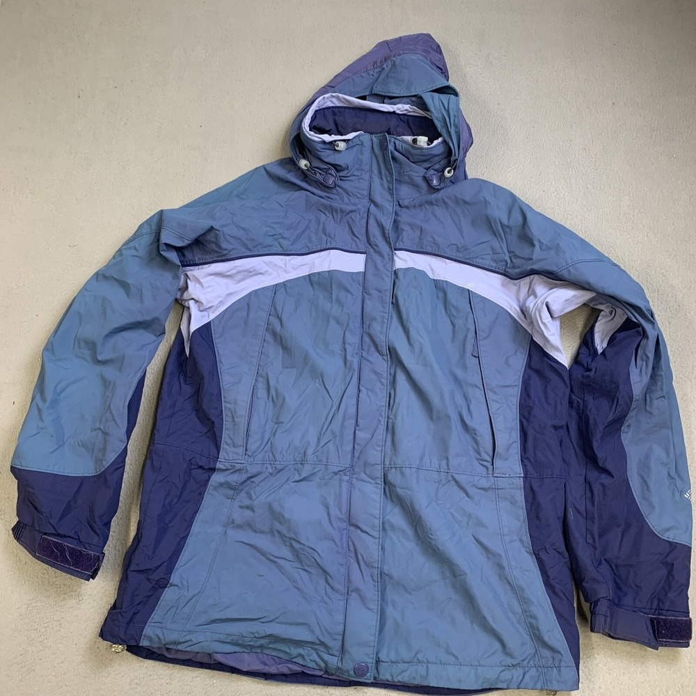 Columbia Jacket Womens Large‎ Blue Core Interchange Coat Snap Off Hood